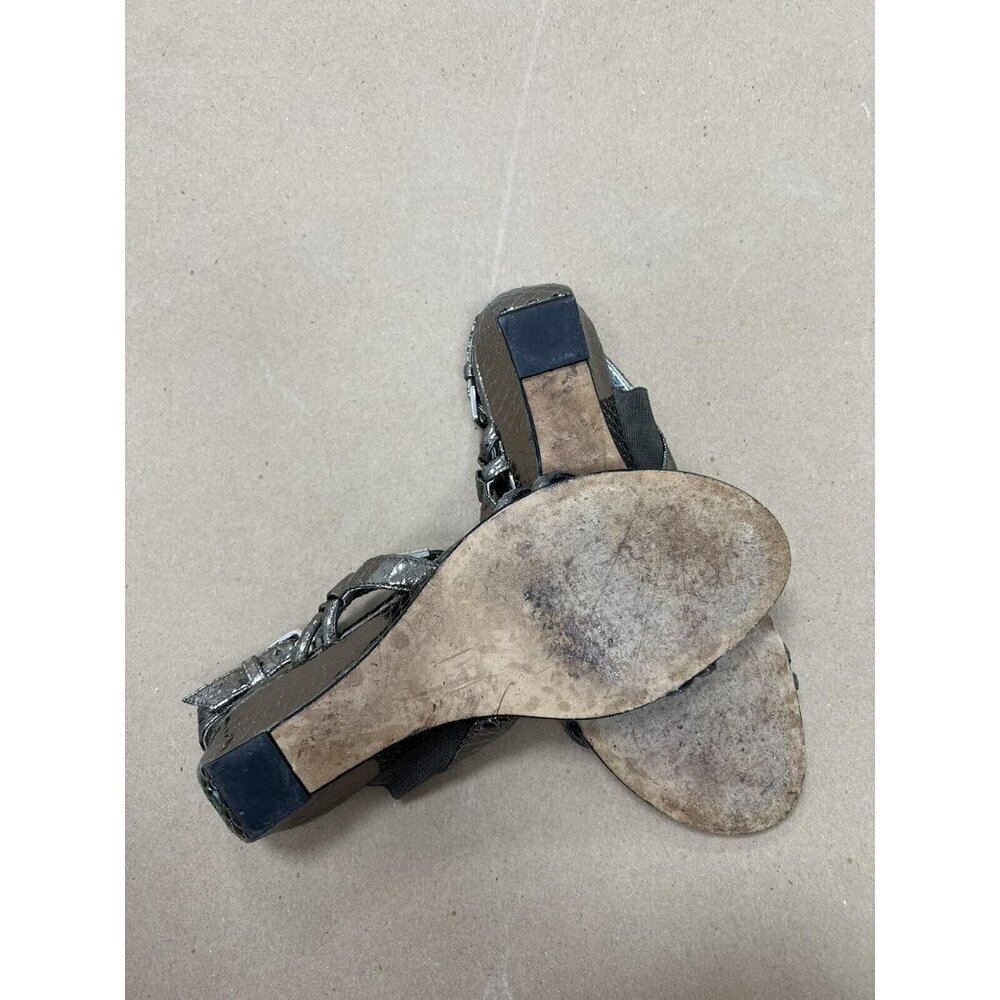 Stuart Weitzman Rolldown Metallic Micro-Wedge San… - image 6